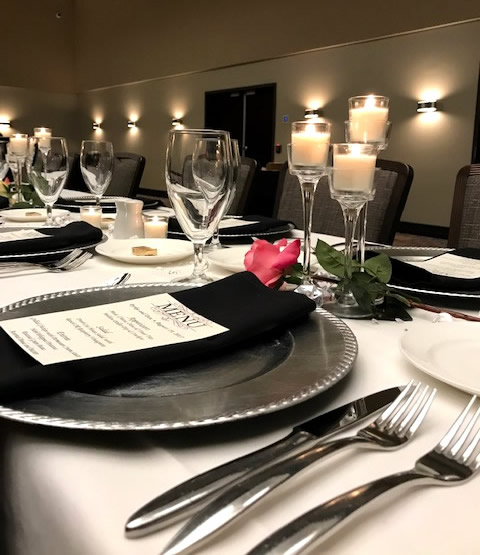 Place settings in the Convention Center