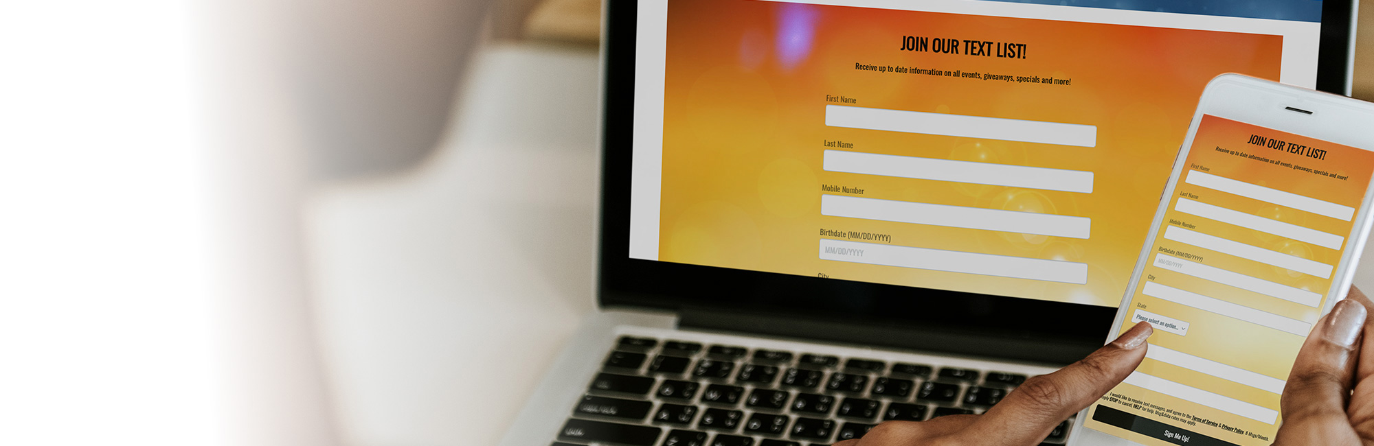 Woman signing up for the text list