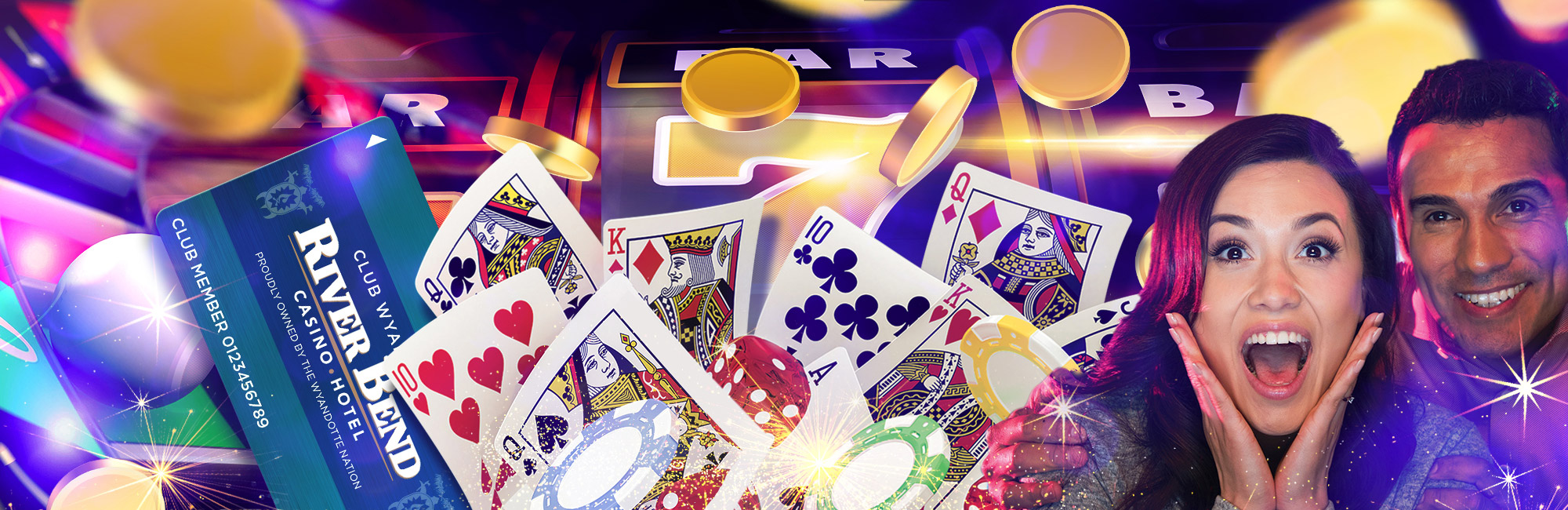 Excited couple at the casino